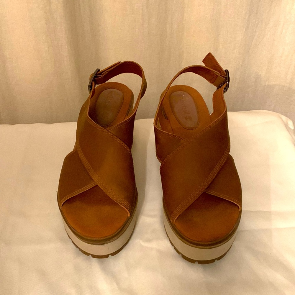 Womens Timberland Wedge Sandals, sz 10 EUC